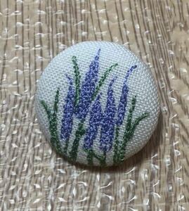 【新品＆未使用】北海道 ラベンダー ハンドメイド コットンリネン 刺繍ブローチ手刺繍 