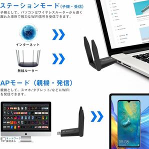 無線lan 子機 wifi usb 1300Mbps 2.4G/5G デュアルバンド USB3.0 wifi 子機 5dBi超高速通信 回転アンテナ 802.11ac/n/a/g/b技術の画像5