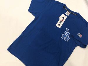 160 サイズ　新品　ドジャース　半袖　Tシャツ　青　ブルー　胸にLA刺繍　背中にLOS ANGELES