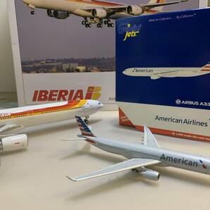 1円～ 2個セット 美品 1/200 イベリア航空 A340-600 旧塗装 ヘルパ製、1/400 アメリカン航空 エアバスA330-300 ジェミニジェッツ製の画像6