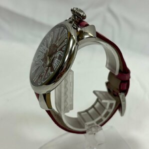 KS USED GaGa MILANO ガガミラノ マヌアーレ46 QZ クォーツ ラウンド ピンク文字盤 メンズ 腕時計 稼働品 ギャランティーカード ケース付の画像2