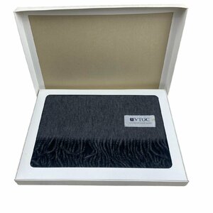  unused VTOC cashmere muffler box attaching width 30.5cm length 160cm gray black reversible light warm stole lady's men's 