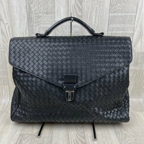 USED BOTTEGA VENETA ボッテガヴェネタ イントレチャート ビジネスバッグ ブリーフケース レザー ブラック 書類カバン ハンドバッグの画像2