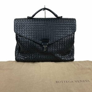 USED BOTTEGA VENETA ボッテガヴェネタ イントレチャート ビジネスバッグ ブリーフケース レザー ブラック 書類カバン ハンドバッグの画像1