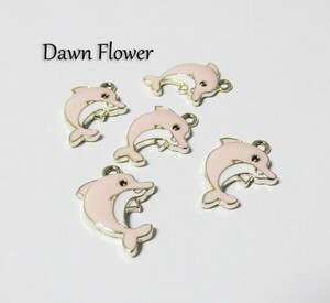 【D-0232】8pcs　イルカ　24×17mm　ピンク　チャーム　ハンドメイドパーツ