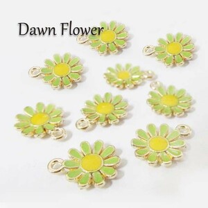 【D-1209】20pcs　花　15×12mm　グリーン　チャーム　ハンドメイドパーツ