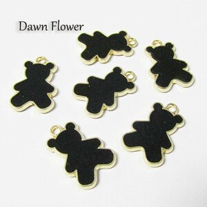 【D-0642】8pcs　くま　22×14mm　ブラック　チャーム　ハンドメイドパーツ