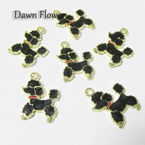 【D-0561】7pcs　プードル　20×13mm　ブラック　チャーム