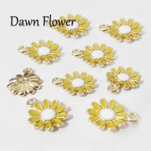 【D-1206】20pcs　花　15×12mm　イエロー　チャーム　ハンドメイドパーツ