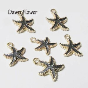 【D-0998】10pcs　ヒトデ　19×15mm　ブラック　チャーム　ハンドメイドパーツ