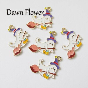 【D-1134】5pcs　ゆうれい　ハロウィン　25×21mm　ホワイト　チャーム　ハンドメイドパーツ