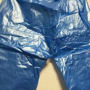 レインパンツ パールブルー 七分丈 PVC ビニール合羽 ハーフパンツ 光沢 ビニールズボン レインスーツの画像3