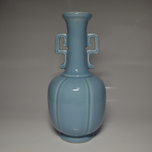 中国美術 景徳鎮 藍釉 花瓶 中国古玩 置物  の画像3