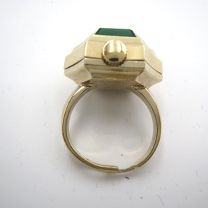 ★A78585: SEIKO セイコー 指輪時計 11-7680 リング型 グリーン ゴールドカラー 手巻き レディース 時計 稼働品の画像4
