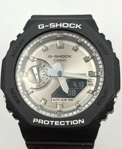 #A78406:CASIO カシオ G-SHOCK GA-2100SB クオーツ ブラック シルバー文字盤 メンズ腕時計 稼働品 中古