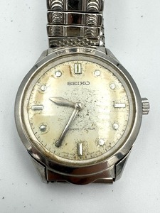 ●H79248:SEIKO セイコー 6618-8001 珍品 盲人時計 SS ダイヤル 風防 社外ベルト　稼働品