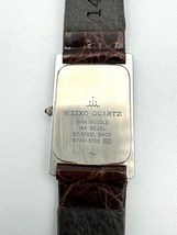 ●H79132:SEIKO セイコー CREDOR クレドール 腕時計 クォーツ 14kベゼル 6730-5100　社外ベルト レディース　ジャンク品_画像2