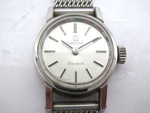 ◎K79649:OMEGA オメガ Geneve ジュネーブ 手巻き 2針 シルバーカラー レディース 腕時計 稼働品 アンティーク ヴィンテージ 中古