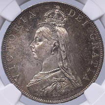 ★人気★ MS62 アラビア数字 1887 ジュビリーヘッド ヴィクトリア ダブルフローリン イギリス 銀貨 NGC アンティーク 世界 ロイヤルミント_画像1