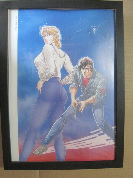 即決 ★額装品★ A4サイズ 北条司『シティーハンター CITY HUNTER 冴羽 ソニア・フィールド 海坊主』