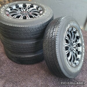 ロクサーニバトルシップ15インチ 6J 6H-139.7 ET33 TOYO H20■ホワイトレター4本セット195/80R15　107/105L LT 200系 ハイエース等