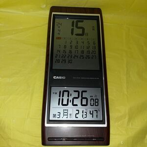 CASIO カシオ 電波時計 掛け時計 温湿度計 アンティーク レトロ風 カレンダー IDC-350J 動作OK 電池ボックス汚れサビ有り　ジャンク扱い