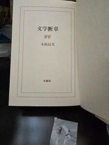 【初版】　文学断章 ＜文学論集＞ 小島信夫 冬樹社　大江健三郎　石原慎太郎　カフカ　ドストエフスキー【管理番号東cp本土-404】