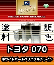 レタンPGハイブリッドエコ 調色塗料【トヨタ070：ホワイトパールクリスタルシャイン★カラー＆パールベースセット／各・希釈済 500g 】PGHB_画像1