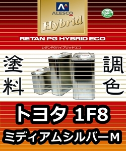 レタンPGハイブリッドエコ 調色塗料【 トヨタ 1F8 ：ミディアムシルバーＭ：希釈済 500g 】関西ペイント 1液ベースコート／PGHB メタリック