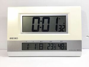 [K-2024]SEIKO 電波 デジタル 掛け時計★SQ41 4W セイコー 通電OK☆温度 湿度 売り切り 1円スタート♪