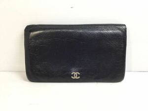 [K-2024]CHANEL レザー ブラック 長財布★ココマーク シャネル 小銭入れ付き☆ 7174297 売り切り 1円スタート!!