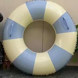 浮き輪 うきわ 大人用 浮輪 子供用 取って付き O型 フロート 水遊び用 かわいい 夏休み スイミング 外径75cm ブルーストライプ柄