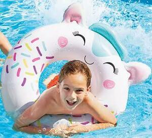 浮き輪 うきわ 浮き具 子供大人用 フロート かわいい O型 水遊び用 家族 プール ビーチグッズ 遊具 夏休み 外径84cm 白猫