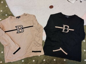 * Burberry Kids long T cut and sewn Logo тонкий футболка 2 надеты .....ko-te футболка с длинным рукавом tops *