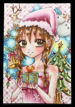 きらきらクリスマス女の子　コピックカラー　ハガキサイズ　手描きイラスト　自作イラスト_画像4