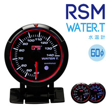 オートゲージ RSM 60Φ 水温計 ブルー/ホワイトLED ブラックフェイス ワーニング １年保証 エンジェルリング_画像1