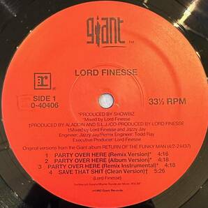 ■1992年 オリジナル US盤 Lord Finesse - Party Over Here 12”EP 0-40406 Giant Recordsの画像3