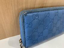 ★ GUCCI 長財布 ★　グッチ　ラウンドファスナー　ジップアラウンドウォレット レザー ブルー 青　GG　正規品_画像10