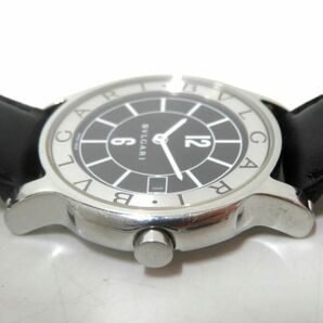 動作品 BVLGARI/ブルガリ Solotempo ST35S ソロテンポ メンズ腕時計 レザーベルト ブラック×シルバーの画像4