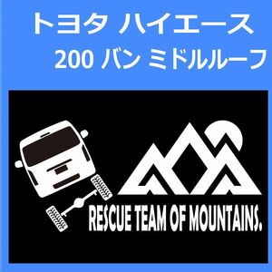 JR)TOYOTA_HIACE_ハイエース_200_van_middle_wide_up_rear_rescue 「rescue team of mountains.」山岳救助隊 ステッカー シール