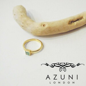 10%OFF AZUNI アズニ アクアカルセドニー付きゴールドリング 指輪 14号 レディース 新品 未使用 通販 天然石 カラーストーン