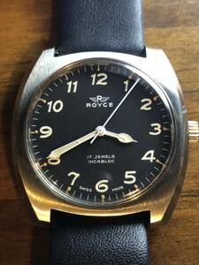  rare * operation * dead stock * Royce Vintage antique hand winding men's wristwatch military Switzerland 