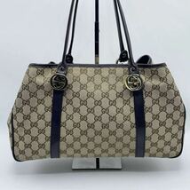 GUCCIグッチ　トートバッグ GGキャンバス GGツインズ　ハンドバッグ　肩掛け　A4収納　1円　232957・520981_画像1