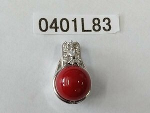 0401L83ps.@.. coral pendant diamond attaching stamp Pt900 approximately 7.1g