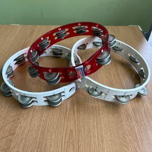 SPRITE tambourine diameter 25cm 3 set white ×2 red skeleton ×1 Showa era Vintage musical instruments 