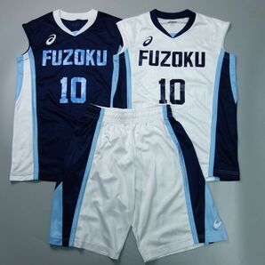 3点 FUZOKU 中学 高校 付属女子バスケットボール ユニフォーム ハーフパンツ 上下 セットアップ M レディースの画像1