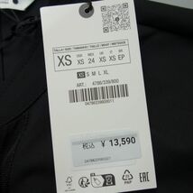 未使用タグ付 ザラ ZARA プリーツ 半袖 ロング シャツワンピース 黒 レディース XS_画像9