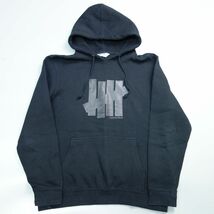 美品 Undefeated アンディフィーテッド ロゴ スウェット プルオーバーパーカー 黒 メンズ L_画像1