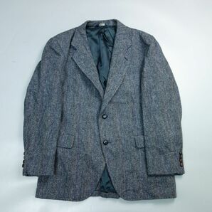 80s USA製 ハリスツイード HARRIS TWEED KUPPENHEIMER レザーボタン ツイード 2Bテーラードジャケット メンズ ヴィンテージの画像1