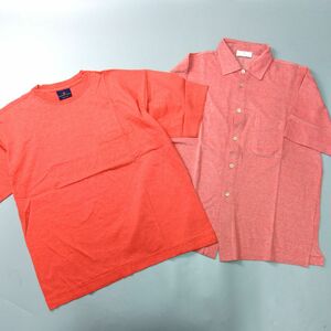 2点おまとめ エルメネジルドゼニア 半袖シャツ ポケT メンズ 50/M ピンク オレンジ系